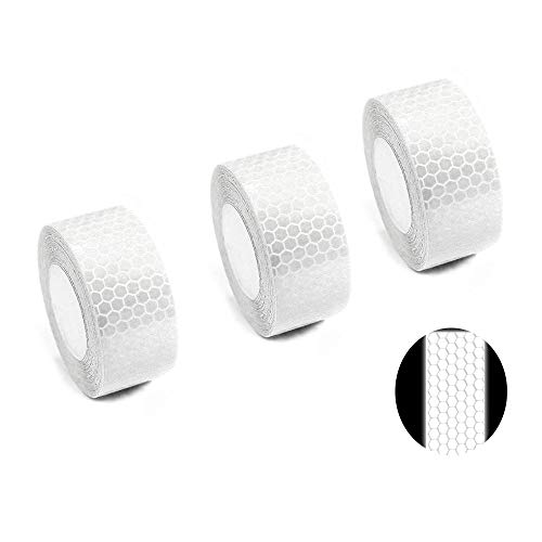 Preisvergleich Produktbild Tuqiang® Reflektierende Band Selbstklebende Sicherheit Warnung Conspicuity Nacht Reflektor Streifen Tape Film Aufkleber 2.5cm×3m Weiß 3 Stück