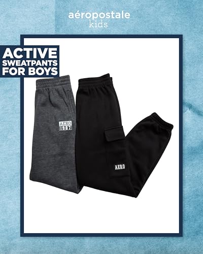 AEROPOSTALE Boys Sweatpants - 2 Pack Performance Fleece Boys Joggers with Side Pockets - Cozy Athletic Kids Pants (Size 8-16)2