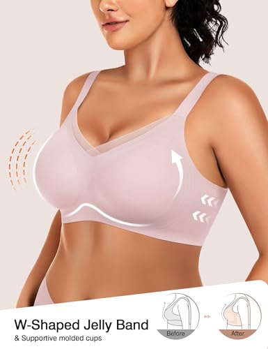 Image of VRVOCIE Wireless Bras for Women No Underwire Crossover V Mesh Seamless Supportive Bralettes Full Coverage Everyday Bra
