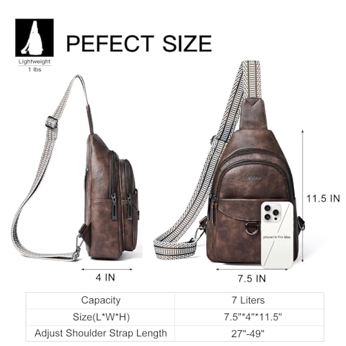 Image of LATMAP 7L Sling Bag for Women Men Crossbody Belt Bag Small Travel Sling Backpack Anti Theft Chest Daypack Purse Faux Leather