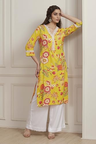 Image of BIBA Women Floral Printed Straight Kurta