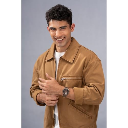 Image of Fastrack Vyb Quest with Quartz Analog Brown Dial Brown Zinc Alloy Strap Watch for Men - FV30042QM01W