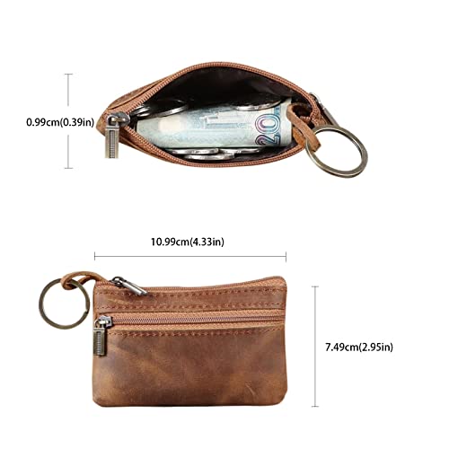 Coin Purse for Men,Coin Pouch for Men,Genuine Leather Mens Tray Purses Coin Purse Cash Change Wallet Key Holder Money Pouch (brown)2