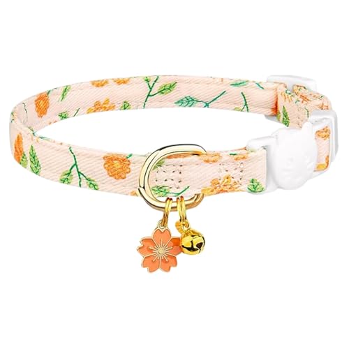 Genérico - Collar para Gato Pequeño con Cascabeles - Algodón con Flor - Ajustable y Seguro