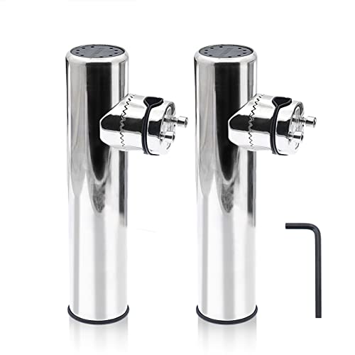 KAOLALI 2PCS Boat Fishing Rod Holder Marine Stainless Steel Adjustable Rail Rod Holder Clamp on Rail Mount 7/10