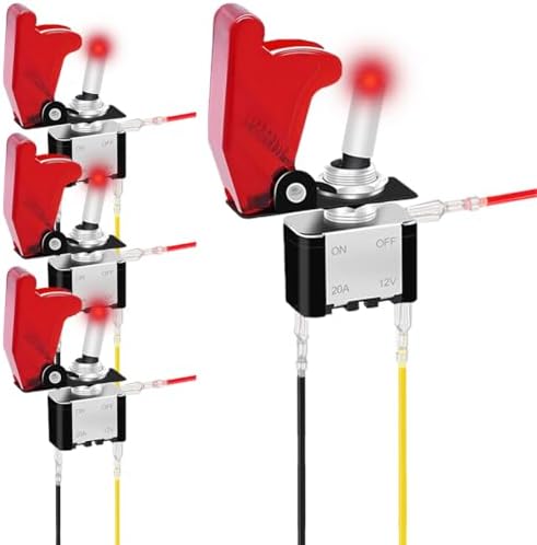 Amazon.co.jp: MKBKLLJY 4個 12mm ライトトグルスイッチ DC 12V 20A、DC 24V 10A、SPST 3 ...
