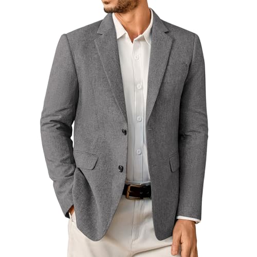 Elainone - Blazer da uomo, stile slim fit, leggero, con