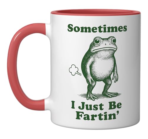 Taza de cerámica 11 onzas diseño rana humorística miniatura 1