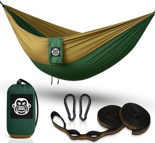 Monkey Swing hamaca da giardino 275x140CM I amaca completo set I 2x moschetto, 2x Cinghie I per camping, viaggio, spiaggia, foresta — foto principale
