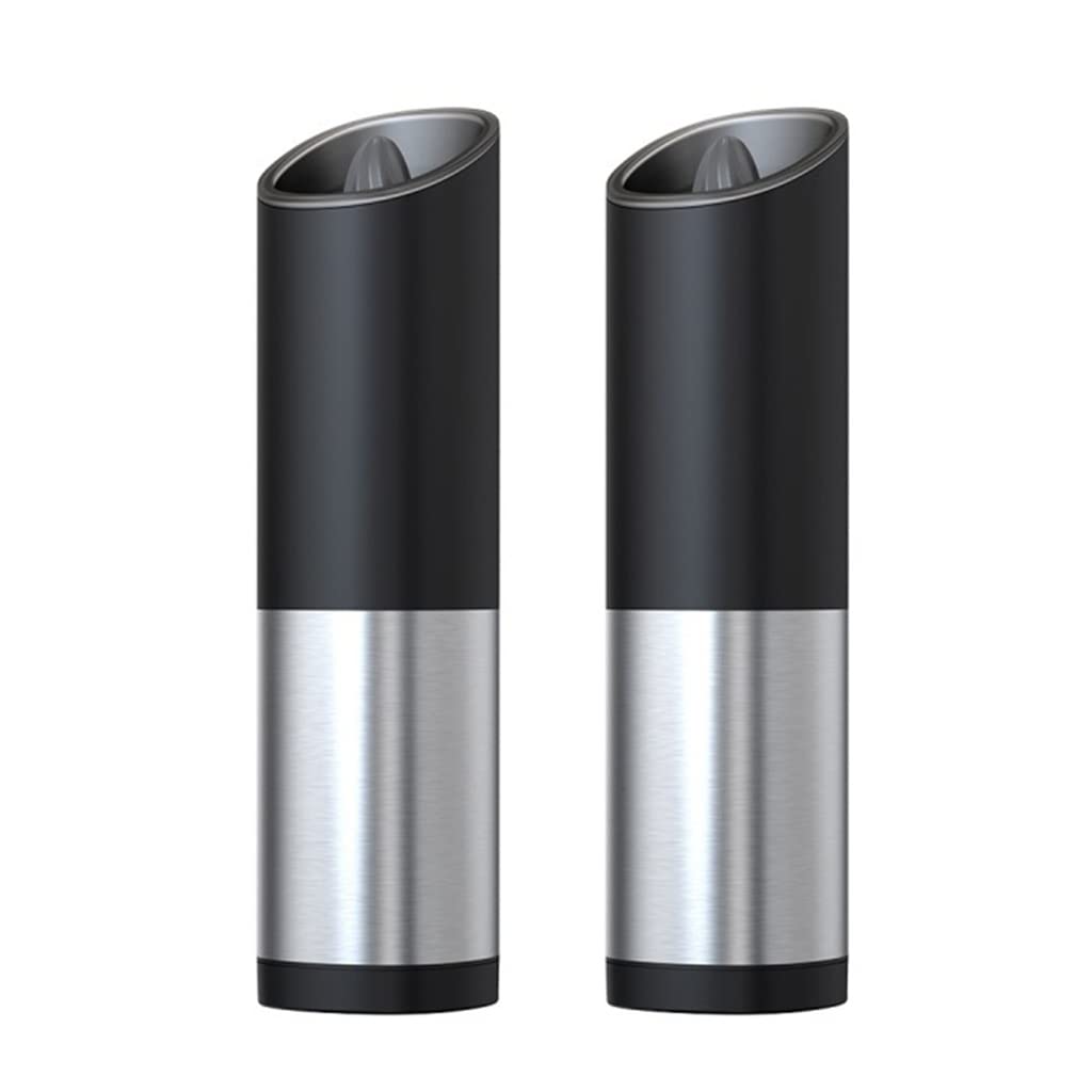 Macinapepe Macina sale e pepe elettrico con luce a LED Macina spezie automatico Utensile da cucina ruvidezza regolabile (Svart 2 pezzi)