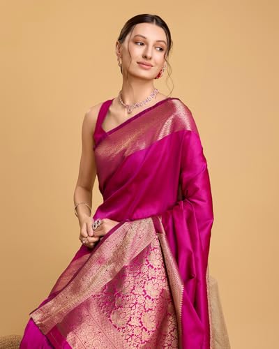 Image of SWORNOF Women's Silk Kanjivaram Kanchipuram Saree With Blouse Piece