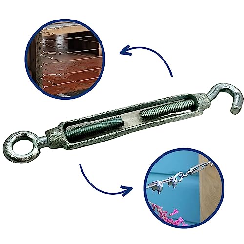 Kit 10 Esticador Cabo Aço 5/16 M8 Galvanizado Gancho/Olhal