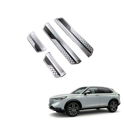 ヴェゼルRV (VEZEL) e:HEV RV3/RV4/RV5/RV6 スカッフプレート サイドステップガード サイドスカッフプレート ヴェゼルRV アクセサリー カスタムパーツ 4P シルバー&ブラック