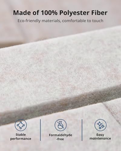 Image of Kuchoow Acoustic Wall Panels for Room& Office Sound Absorbing, 12 Pack Brick Pattern Beige Decorative Self Adhesive Art Acoustical Treatment Tiles for Ceiling Door Studio 12''x12''x0.4''