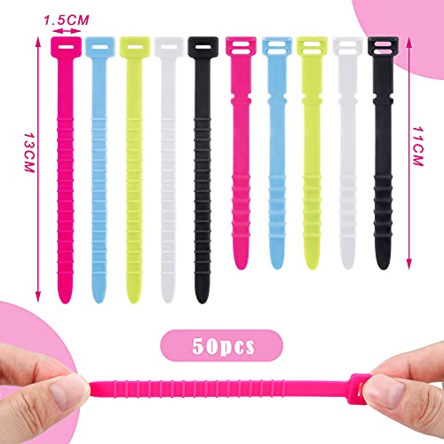 50 Pieces 2 Sizes Reusable Silicone Cable Twist Ties, Bread Tie, Reusable Fastening Rubber Wires Ties, Silicone Management Ties Cord Straps Organizer For Car Home Office (Multi Color) #TOP1
