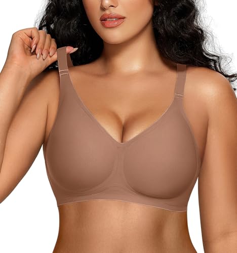 Image of OEAK Women Comfortable Jelly Bras No Underwire Seamless Full Coverage Bralette Buttery Soft Convertible Everyday Tshirt Bra