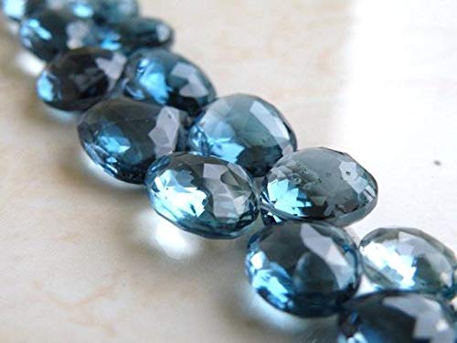 Topaze bleue briolette coeur facetté 6,5mm pour création de bijoux de qualité
