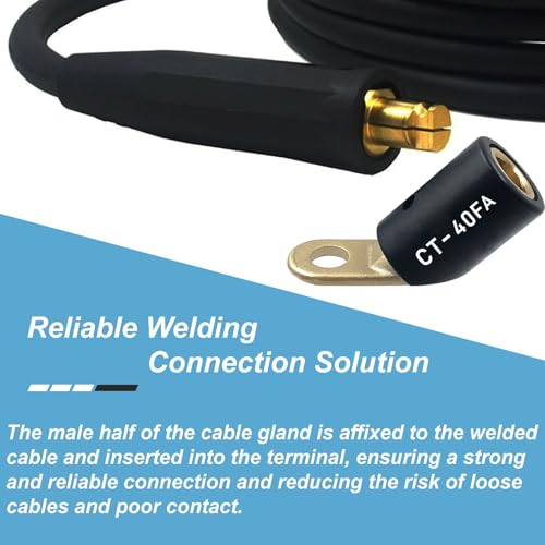 Image of 2PK CT-40FA Welding Terminal Connector, Welding Lug Connector Adapter, Terminal Lug for Lenco Style LC-40 LC-40HD Male Leads Connectors, 17 /32 inch Stud Hole, Angle 45, 08030