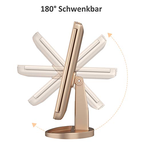 WEILY Vanity Makeup Mirror,1x/2x/3x Tri-Fold Makeup Mirror with 21 LED Lights and Adjustable Touch Screen Lighted Mirror Dressing Mirrors, for Women/Girl (Gold)