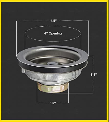 Everflow 7516 Kitchen Sink (3-1/2 Inch) Stainless Steel Drain Assembly With Strainer Basket-And Water Stopper, Single #TOP4