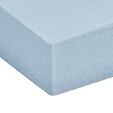 Incluye 1 sábana bajera Amazon Basics - Sábana bajera de microfibra, 180 x 200 x 30 cm, Vaquero(Denim Wash)