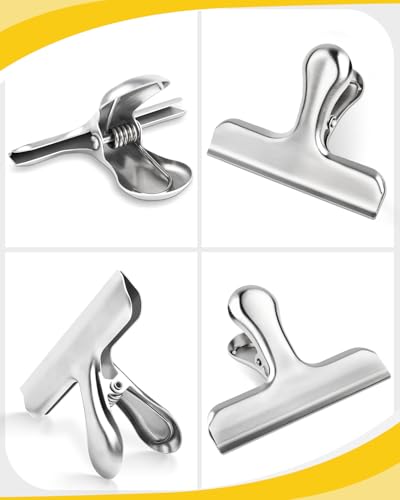 Caianwin 5 Stück Verschlussklammern Groß 76mm Metallklammern Clips für Tüten, Lebensmittel und Foto für Haus, Küche, Schule und Büro
