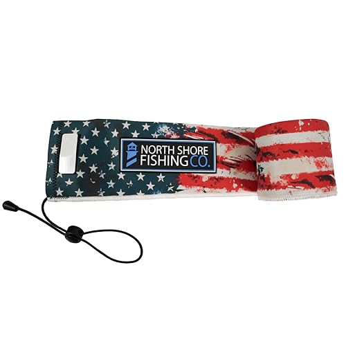 Funda de neopreno para caña de pescar, flotante, resistente a pinchazos, calcetín protector etiquetado para lanzar, spinning, cañas de pescar (spinning, bandera, 52)