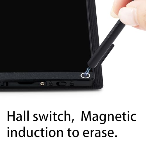 Image of LCD Writing Tablet 6.5in Fine Tip with Leather Case and Hanging Pen | Fine-tip writing tablet supplied with a protective leather case and hanging stylus