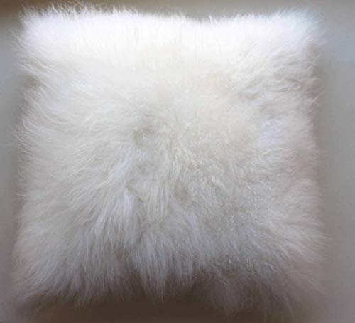 Coussin chèvre cachemire 40x40 ivoire décoration fausse suédine