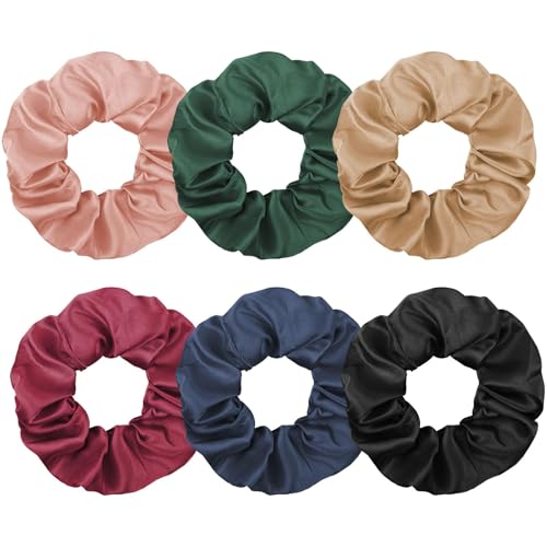 LOPHE Scrunchies Elásticas, 6 Colores Coleteros de Satén, Gomas para el Pelo, Lazos para el Cabello Cuerdas para Mujeres Niñas, Bandas para el Cabello, Cuerdas Suaves Y Durables (Estilo A)