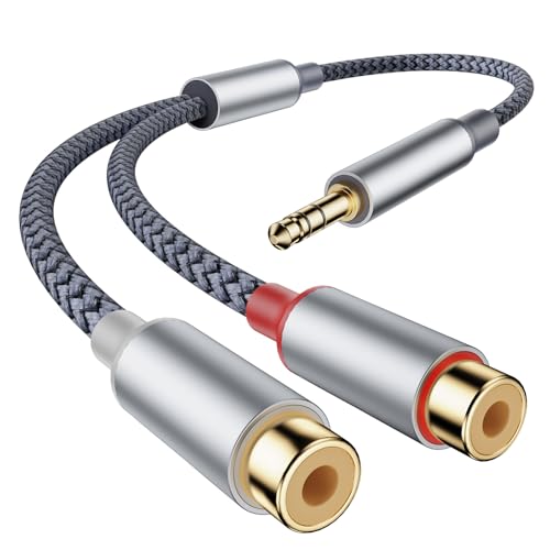 Ticenpe Cinch auf klinke 3,5 Stereo Audio 3,5mm Stecker auf 2x Cinch Buchse, RCA to 3.5mm Kompatibel mit Smartphones, MP3-Playern, Tablets, Lautsprechern, Heimkinosystemen, HDTV-Ger&auml;ten und mehr