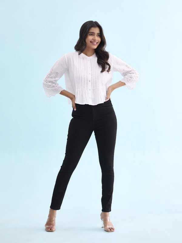 Image of GO COLORS Soft Cotton Blend Skinny Jeans Full Length for Women| Breathable, Mid Rise