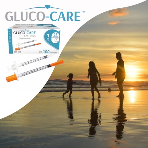 Image of GLUCO-CARE 1 ml /cc Syringes 27G x 1 /2'' (12.7mm), Orange Cap, 100 /box