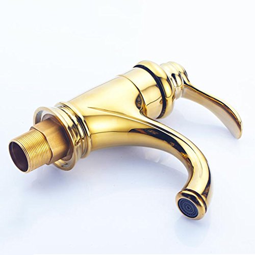 Robinet eau chaude et froide doré mitigeur rétro pour lavabo vasque - 5