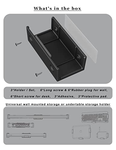 NOTMBESTM Under Desk Laptop Holder Under Desk Rack Mount for Keyboard & Small Devices Also Fit for Cable Box Wall Mount Tray Organizer Like Routers, Modems, Network Switch and More