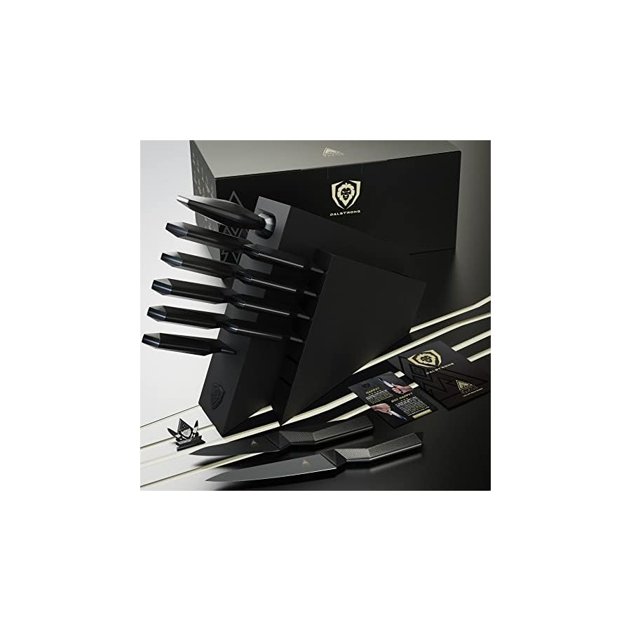 DALSTRONG-Knife-Block-Set-12-Piece-Shadow-Black-Series-Black-Titanium-Nitride-Coated-High-Carbon-7CR17MOV-X-Vacuum-Treated-Steel-NSF-Certified Dalstrong 12-piece Professional Knife Block Set - Black Titanium Nitride Coated - High-Carbon Stainless Steel Knife Set with Block - NSF Certified Premium Kitchen Set