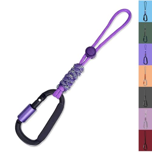Paracord Keychain/Carabiner Clip - Jaymokes D Ring Metal Hook for Water Bottle Key Backpacks and More (1 Purple)