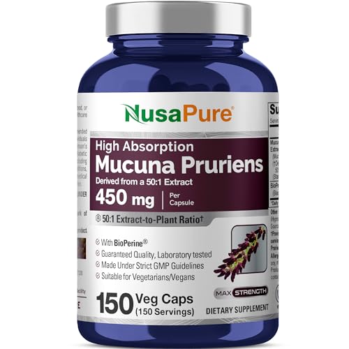 NusaPure Mucuna Pruriens Capsules 450 mg 150 Veggie Capsules (Gluten Free Non-GMO)