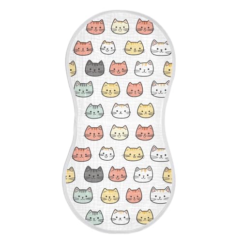 vvfelixl Cartoon Kawaii Cat Avatar Burp Cloths for Baby Boy Girls Baby Washcloths Burp Rags 1 Pack