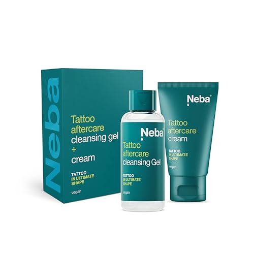 NEBA Tattoo Set de Cuidados - Crema y Gel Limpiador para Tatuajes Frescos 100 ml - Diseñado para Tatuajes Frescos - Vegano - Limpieza suave e hidratación de tatuajes - 50 ml