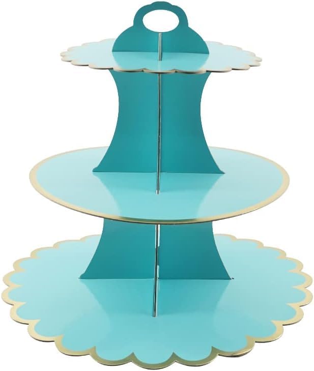 Partysanthe 3 Tier Layer Cupcake Paper Stand Display Rack Cupcake stand Birthday Wedding Party Supplies (Blue) 1 PCS
