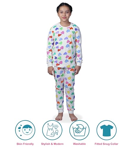 Image of Hestia | H.NSG.N.1 | Kids Girls Nightwear | Sleepwear | Cotton |Trouser Full Sleeves Tshirt | Elastic Waist |Night Dress with Pyjama Tshirts for Girls|All Over Horse Printed |Blue Color 4-6Yrs |Set 1
