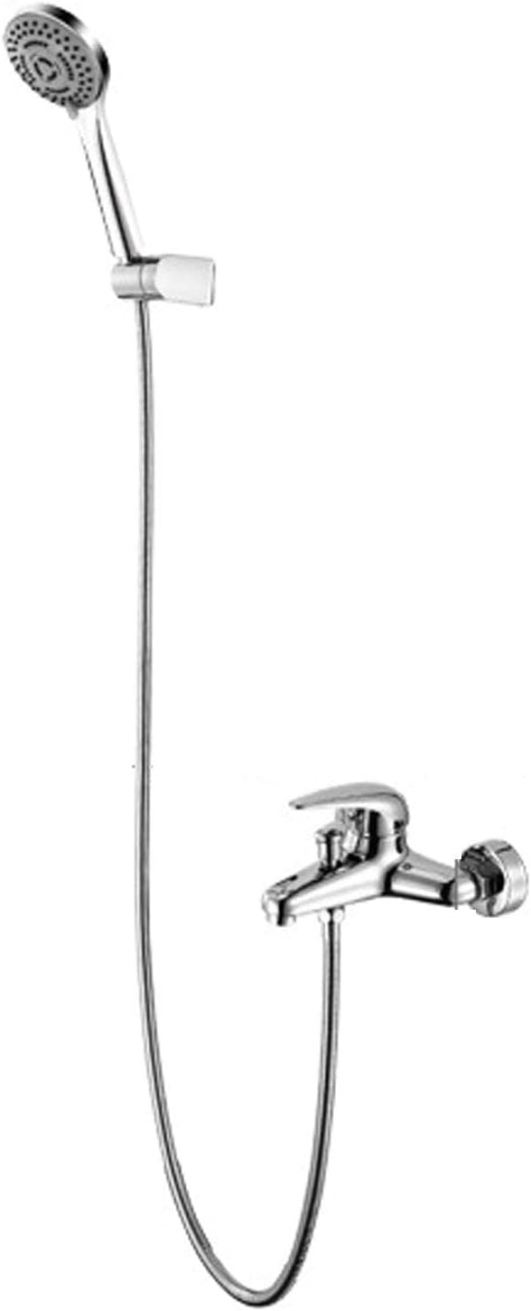 Wall Mounted Shower System Hand Held, Silver Shower Set Bathroom with Shower Head Tap Hose, Modern Shower Mixer Set for Hotel Gym Adults