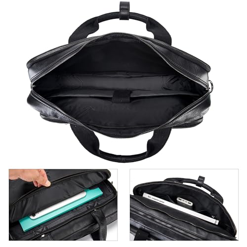 Leather Briefcase Laptop Bag 15.6 inch Computer Tablet Shoulder Bag Satchel Bag Business Messenger Bag for Men4