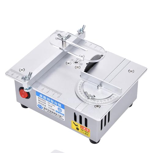 YAVTNUIO DIY Bench Saw, Mini Table Saw, DIY Bench Saw with 45° Mitre Cutting Tool, Durable Metal Housing, for Hobby Craft, Model Making, Precision Cutting, Compact Design