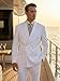 ZKHOECR Mens Double Breasted Suit White Suit Men Slim Fit Suit Jacket and Dress Pants 2 Piece Wedding Prom Men Suit Outfits M