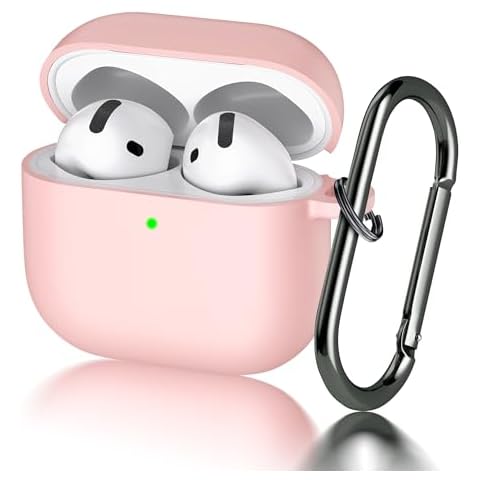 Seltureone for AirPods 4 Case,with Keychain,Front LED Visible,Support Wireless Charging,Soft Silicone Shockproof Case Compatible with AirPods 4th Generation Case (2024) - Pink Cover