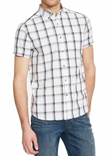 Kenneth Cole REACTION Men's Ss BDC 1 Pkt Plaid, Black Combo, Large