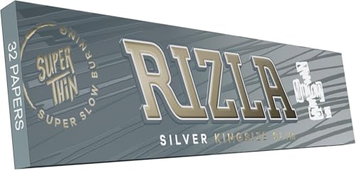 Rizla King Size Slim Silver Rolling Paper Full Box Of 50 Booklets