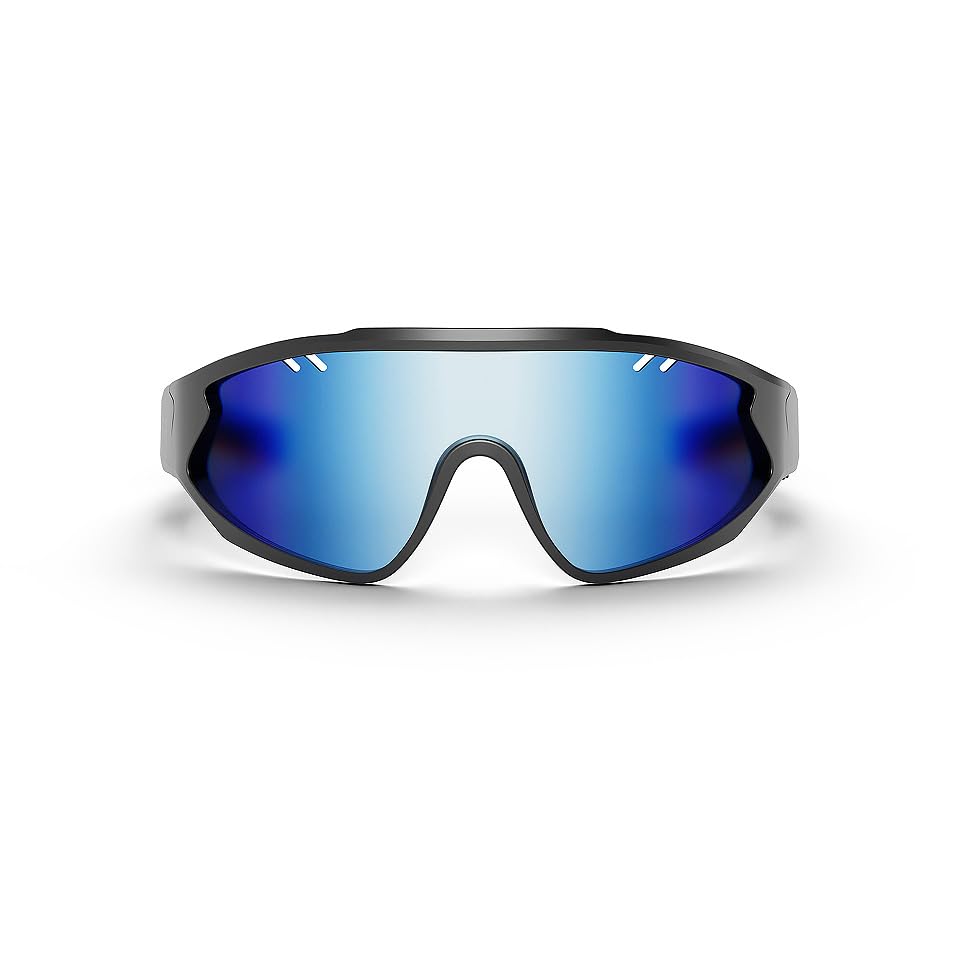 Reebok Voltage Smart Audio Sunglasses, Blue Mirror Polarized Lens, Unisex, HiFi Bluetooth Sport Glasses with UV Protection - Powered by Lucyd